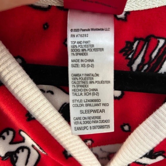 Peanuts Snoopy Pajama Set XS Red White Sleepwear Loungewear Womens - Picture 5 of 6